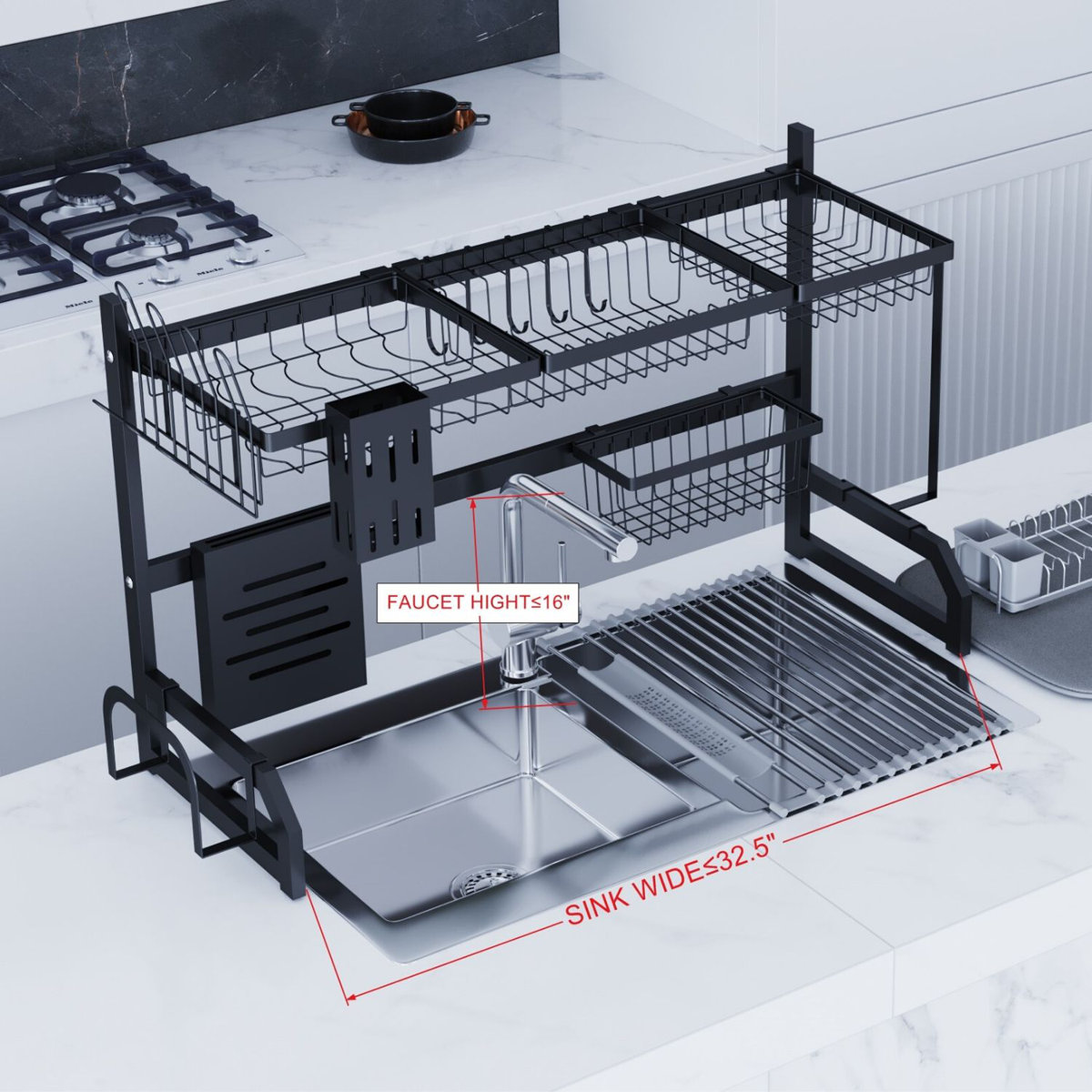 TOOLKISS Stainless Steel Over the Sink Dish Rack & Reviews Wayfair Canada